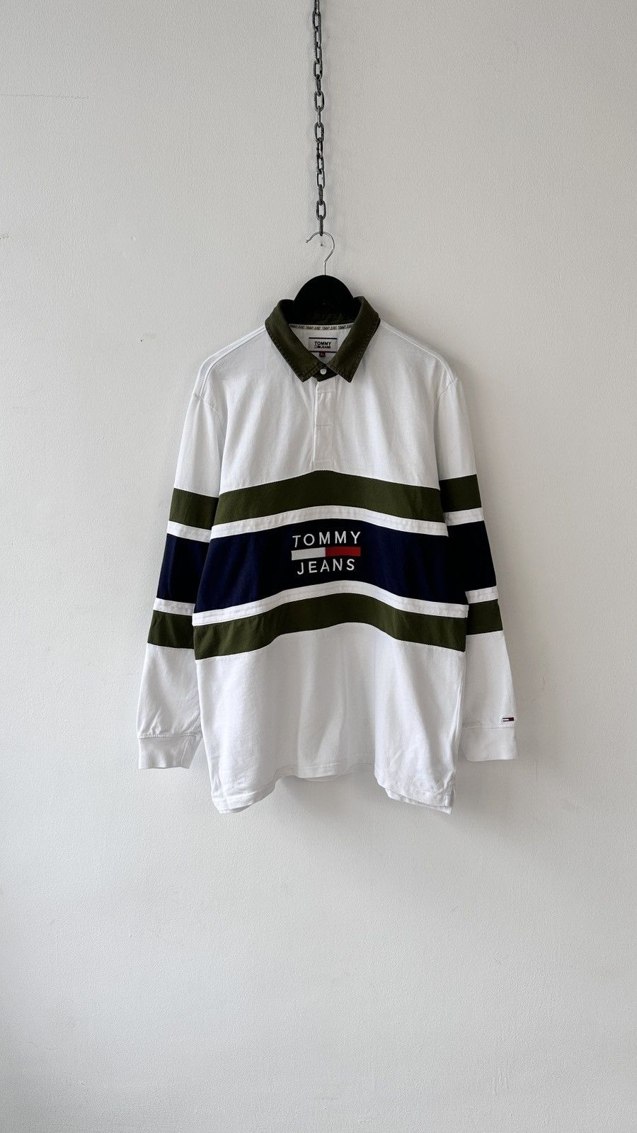 Tommy Hilfiger Tommy Jeans Rugby Shirt XL Long Sleeve Polo Colorblock Y2K Size US XL / EU 56 / 4 - 1 Thumbnail