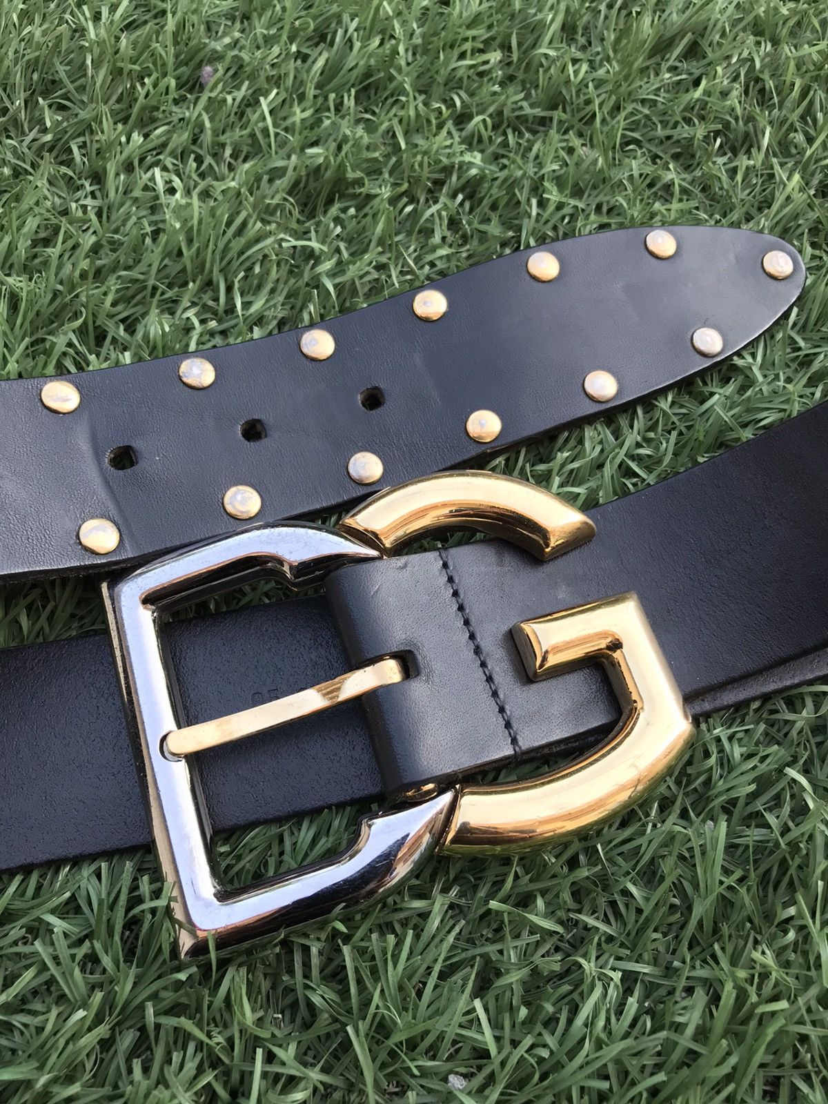 Dolce & Gabbana Dolce & Gabbana Silver/Gold Black Leather D&G Belt Size ONE SIZE - 2 Thumbnail