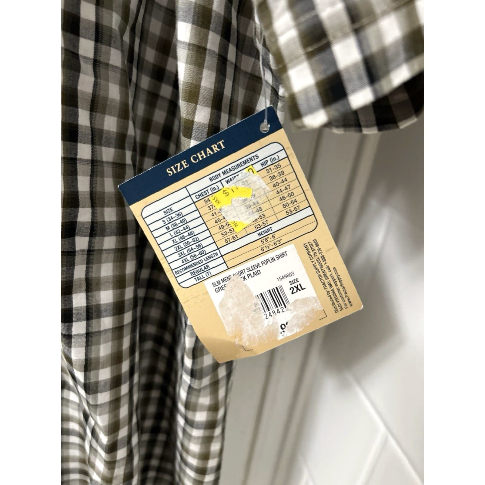 The Mountain Blue Mountain Shirt Mens 2XL Green Oxford Plaid Short Sleeve Button-Down Collar Pocket Cotton Size US XXL / EU 58 / 5 - 4 Thumbnail