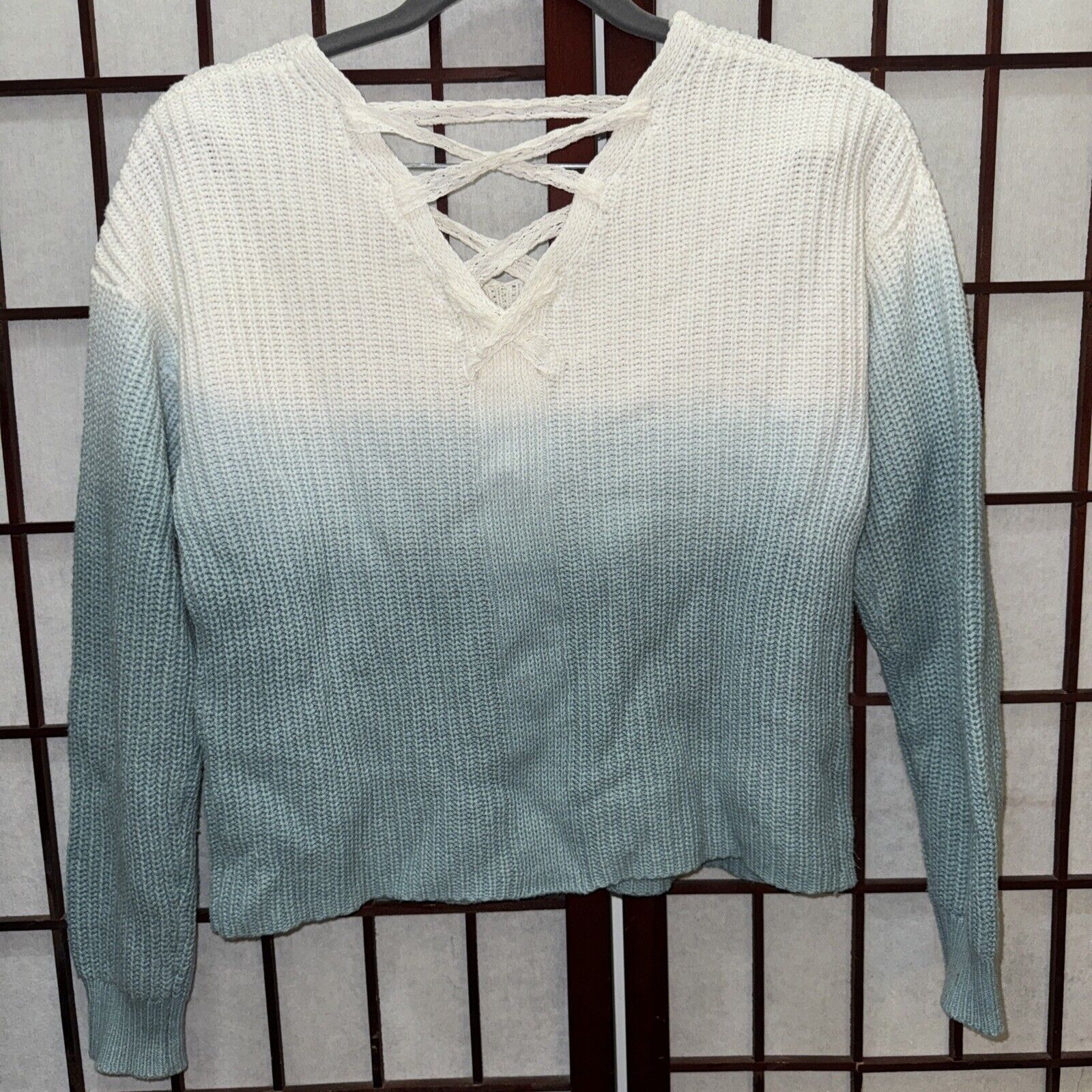 Other Justice Top Turquoise Ombre Sz 12 Pullover Chunky Cable Knit Size XL / US 12-14 / IT 48-50 - 10 Thumbnail