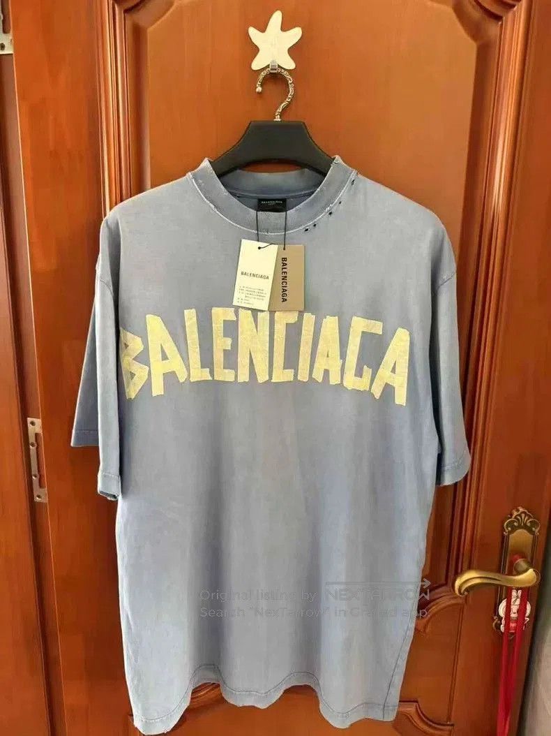 Balenciaga Balenciaga Blue Tape Short Sleeve S. Size US S / EU 44-46 / 1 - 1 Thumbnail