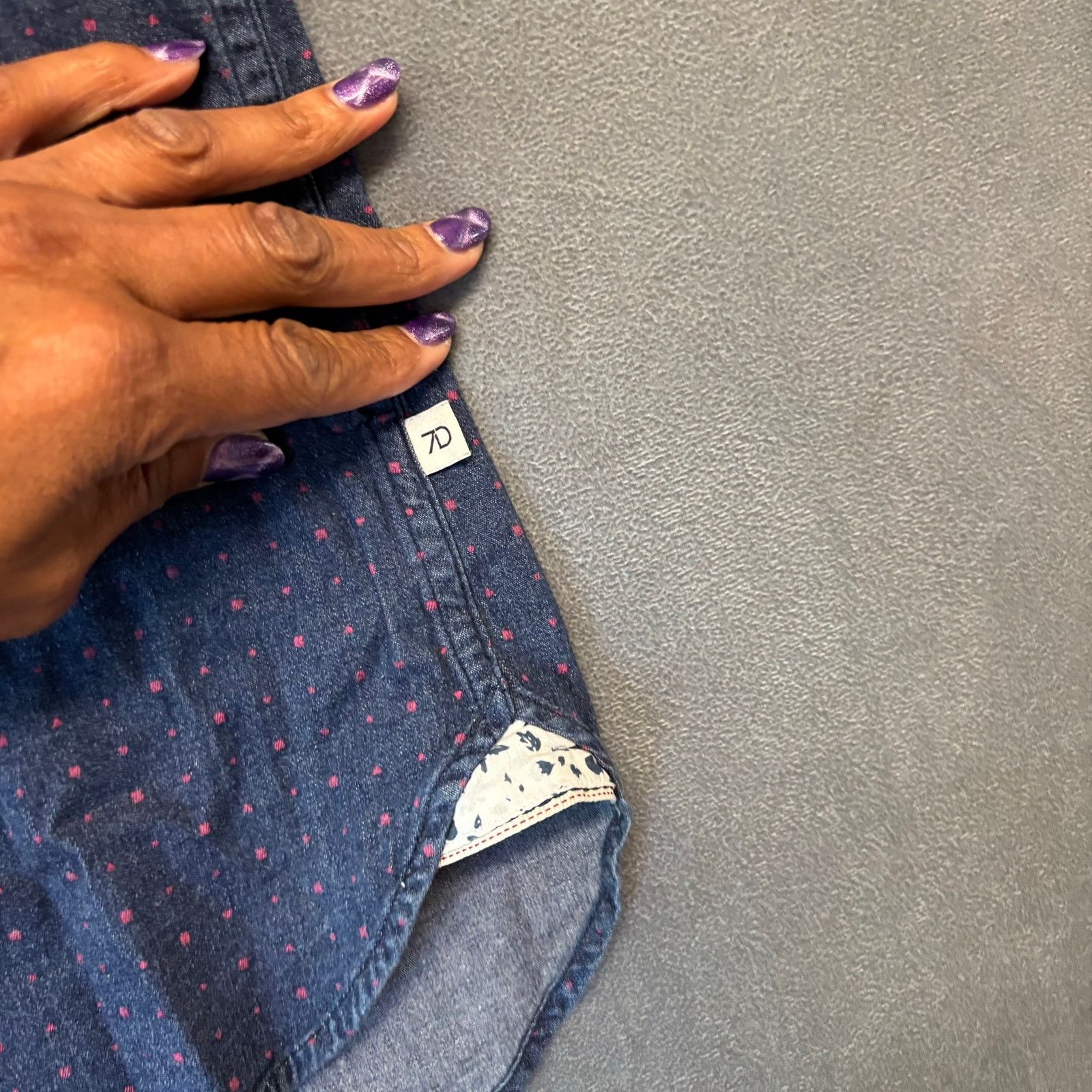 7Diamonds 7 Diamonds Stretch Dot Chambray Button Up Shirt Small Indie Size US S / EU 44-46 / 1 - 5 Thumbnail