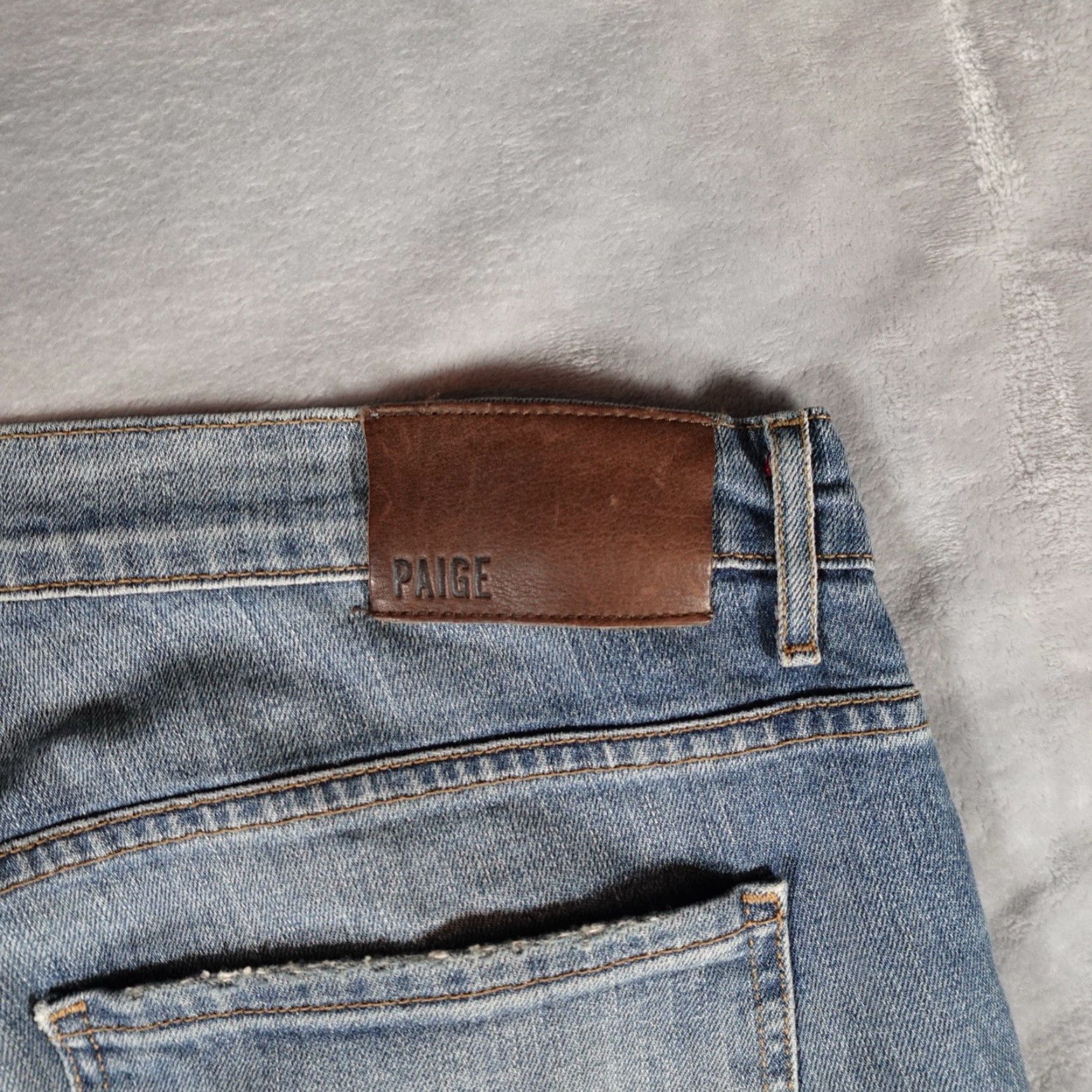 Paige Paige Jeans Mens Regular 38x34 Straight Fit Denim Blue 5-Pocket Stretch USA Made Gene Country Theme USA Waist 38 Inseam 34 Button Zip Size US 38 / EU 54 - 2 Thumbnail