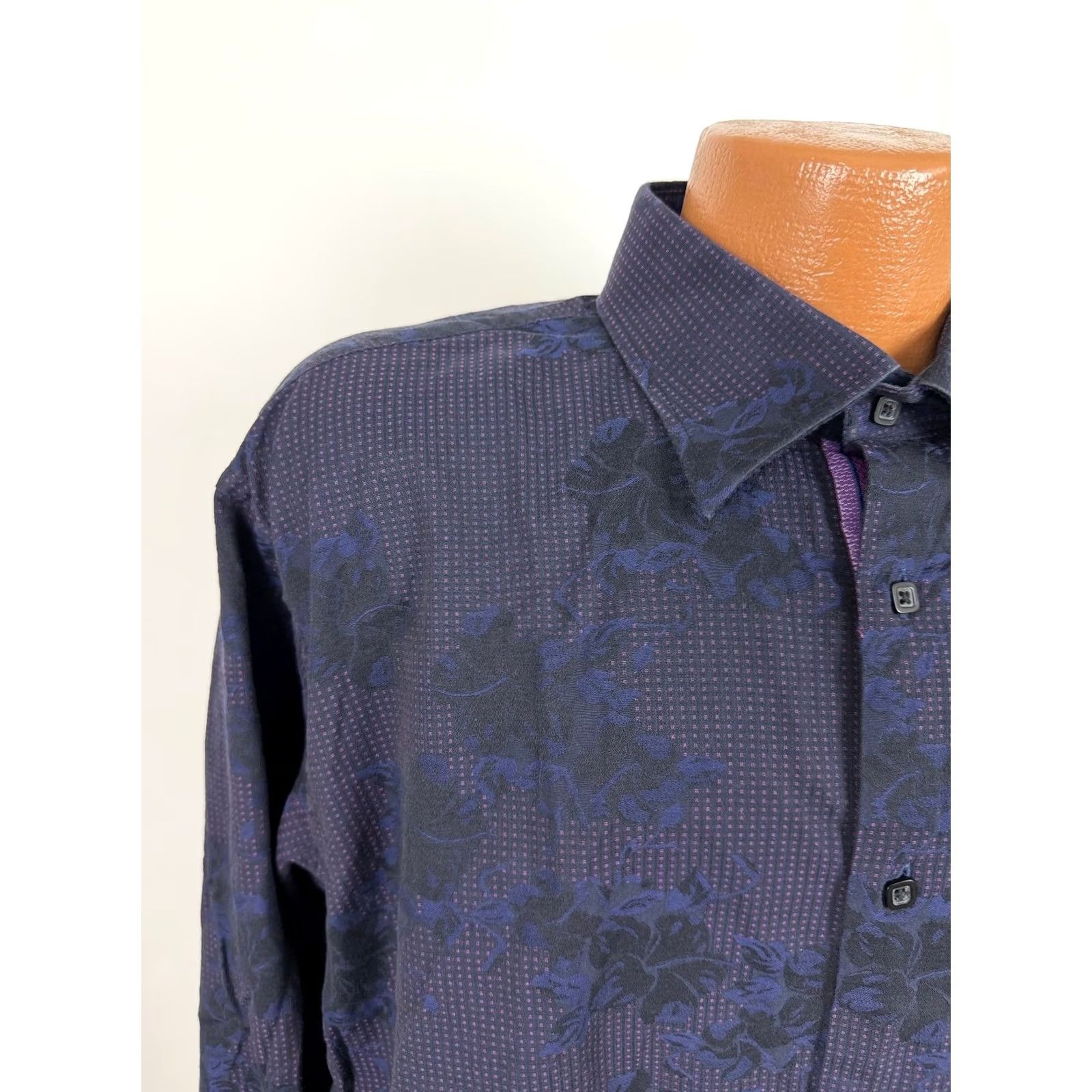 Vintage VINTAGE Visconti Uomo Shirt Men XL Floral Jacquard Black Button Up Mercereized Cotton Size US XL / EU 56 / 4 - 5 Thumbnail