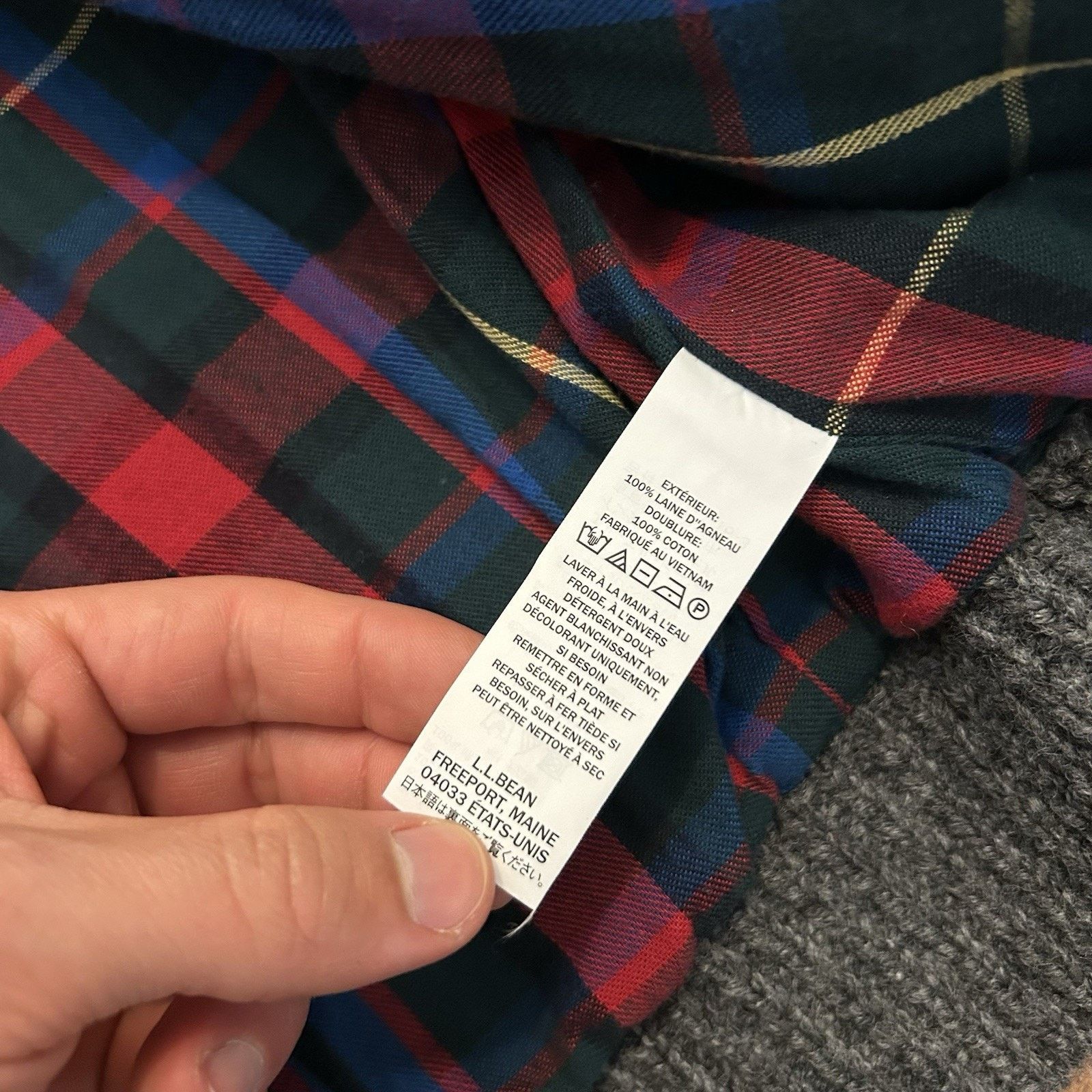 L.L. Bean Wool Knit Plaid Flannel Lined Zip Kangaroo Pocket Sweater Size US L / EU 52-54 / 3 - 5 Thumbnail