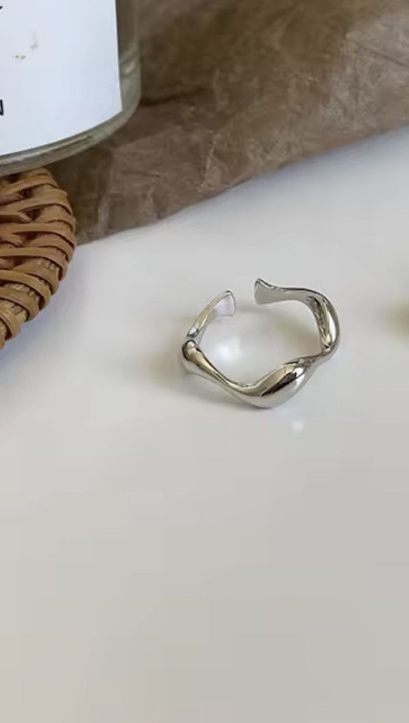 Jewelry Silver asymmetrical vintage style ring MENS2 Size ONE SIZE - 4 Thumbnail