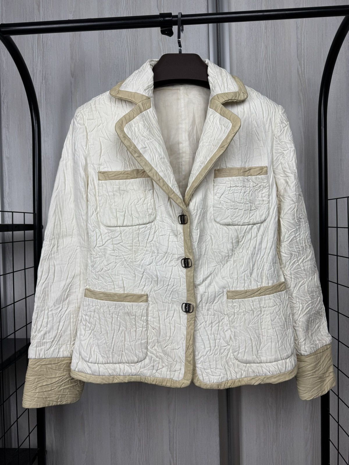 Salvatore Ferragamo Salvatore Ferragamo white leather biker jacket blazer Size M / US 6-8 / IT 42-44 - 2 Thumbnail