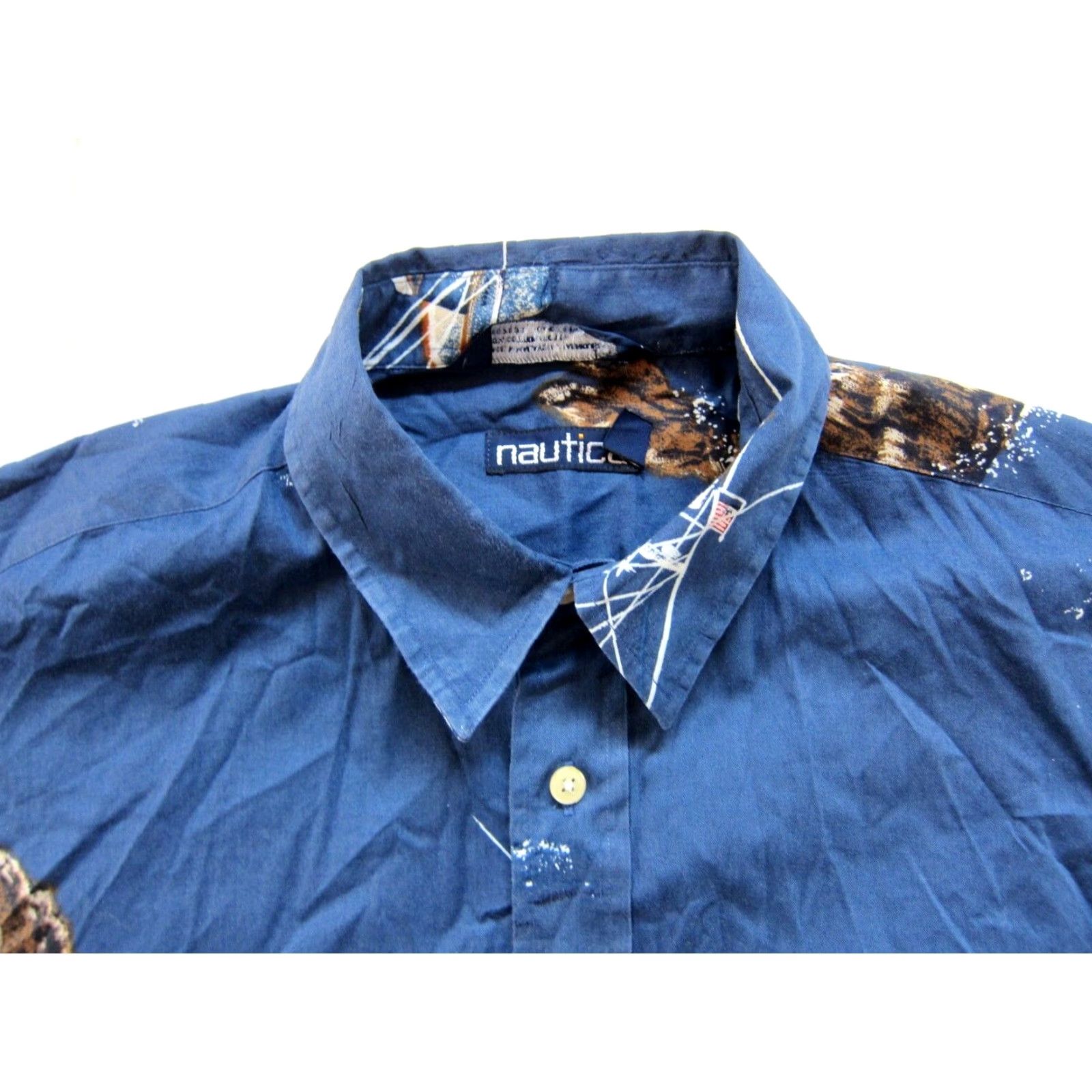 Nautica Vtg Nautica Shirt Button-Up Men L Cotton Blue Brown Fishing Boat Long Sleeve Collar-Down Button Size US L / EU 52-54 / 3 - 3 Thumbnail