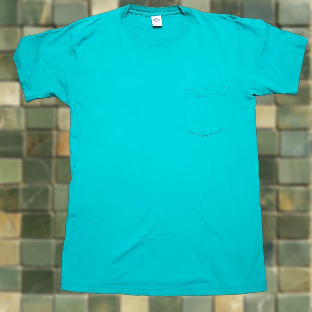 Vintage VINTAGE TownCraft Shirt Green Mens L Crewneck Pocket TEE 100% Cotton Short Sleeve Jersey Cotton Crew Neck Size US L / EU 52-54 / 3 - 1 Thumbnail