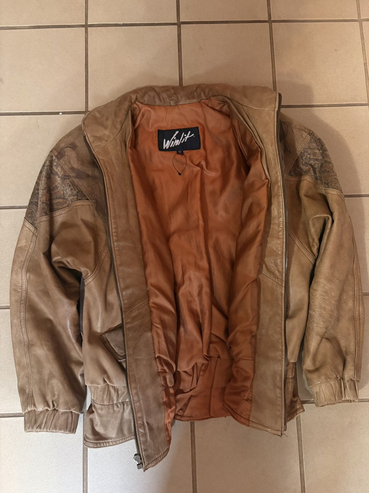 Leather Vintage WinLit Brown Quilted Leather Jacket Size US S / EU 44-46 / 1 - 3 Thumbnail