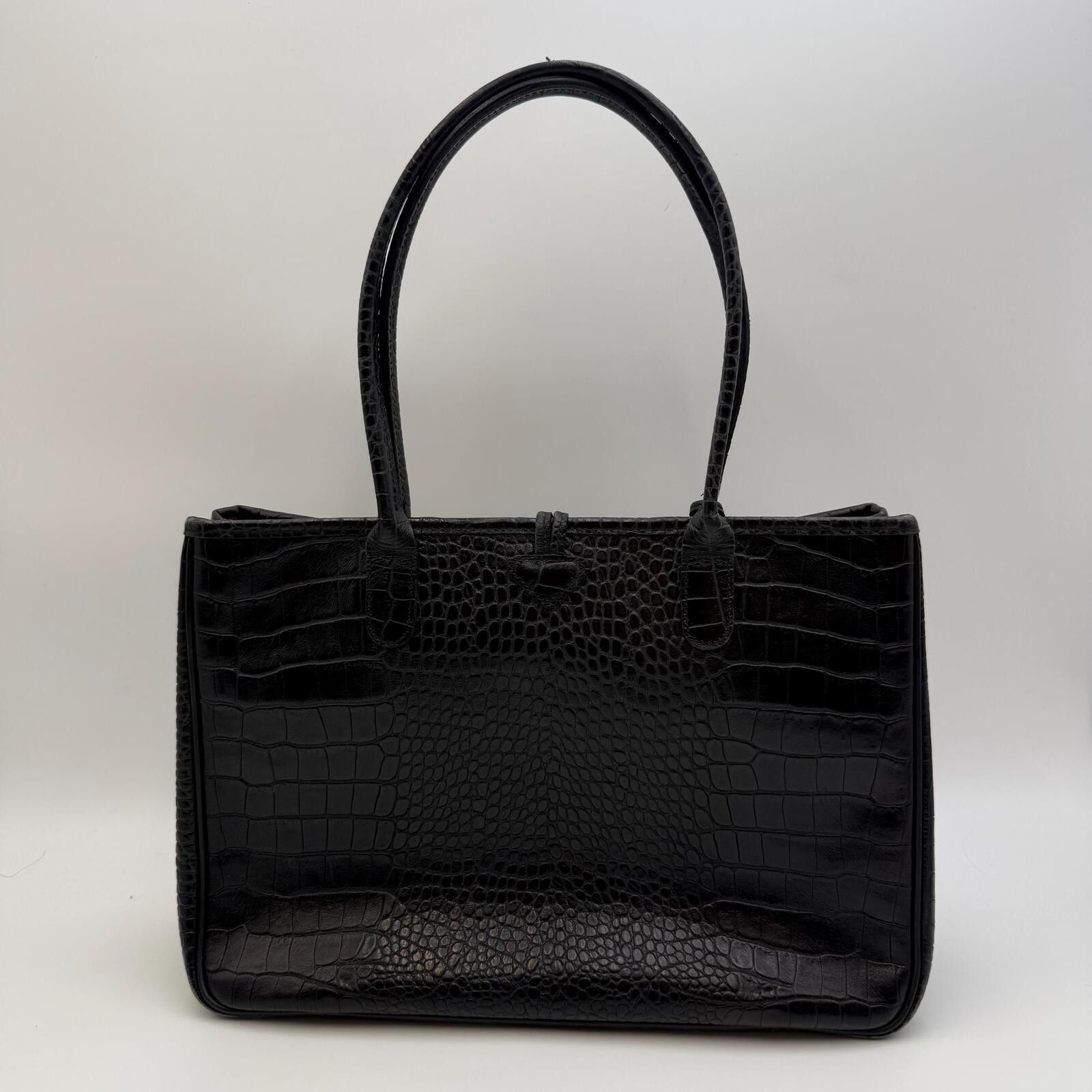 Longchamp Longchamp Black Crocodile Embossed Roseau Tote Size ONE SIZE - 2 Thumbnail