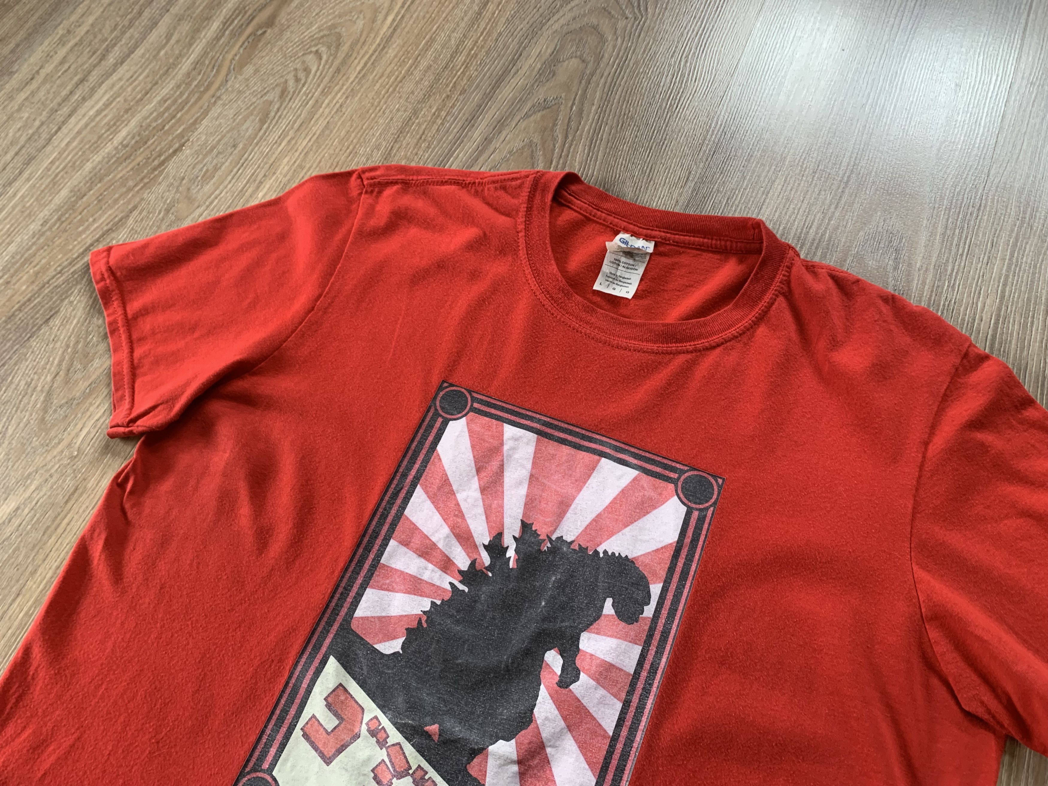 Gildan × Vintage Gildan Godzilla Red Printed T-Shirt Size US L / EU 52-54 / 3 - 4 Thumbnail
