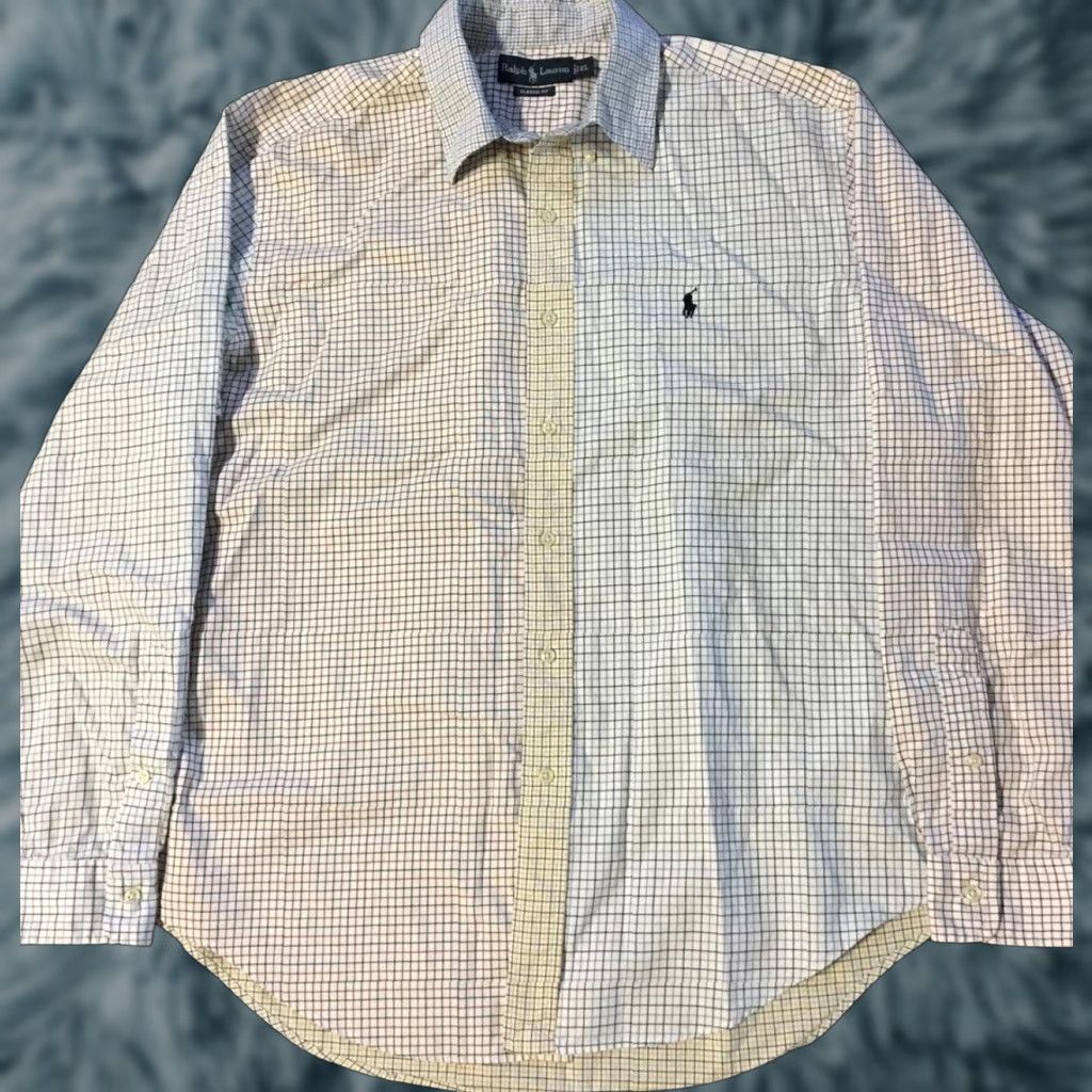 Polo Ralph Lauren VINTAGE Polo Ralph Lauren Shirt 90s Checkered Paneled Button-Down XL Blue Navy Sailing Nautical Sports USA Beach Classic Pattern Plaids & Checks Mens Size US XL / EU 56 / 4 - 1 Thumbnail