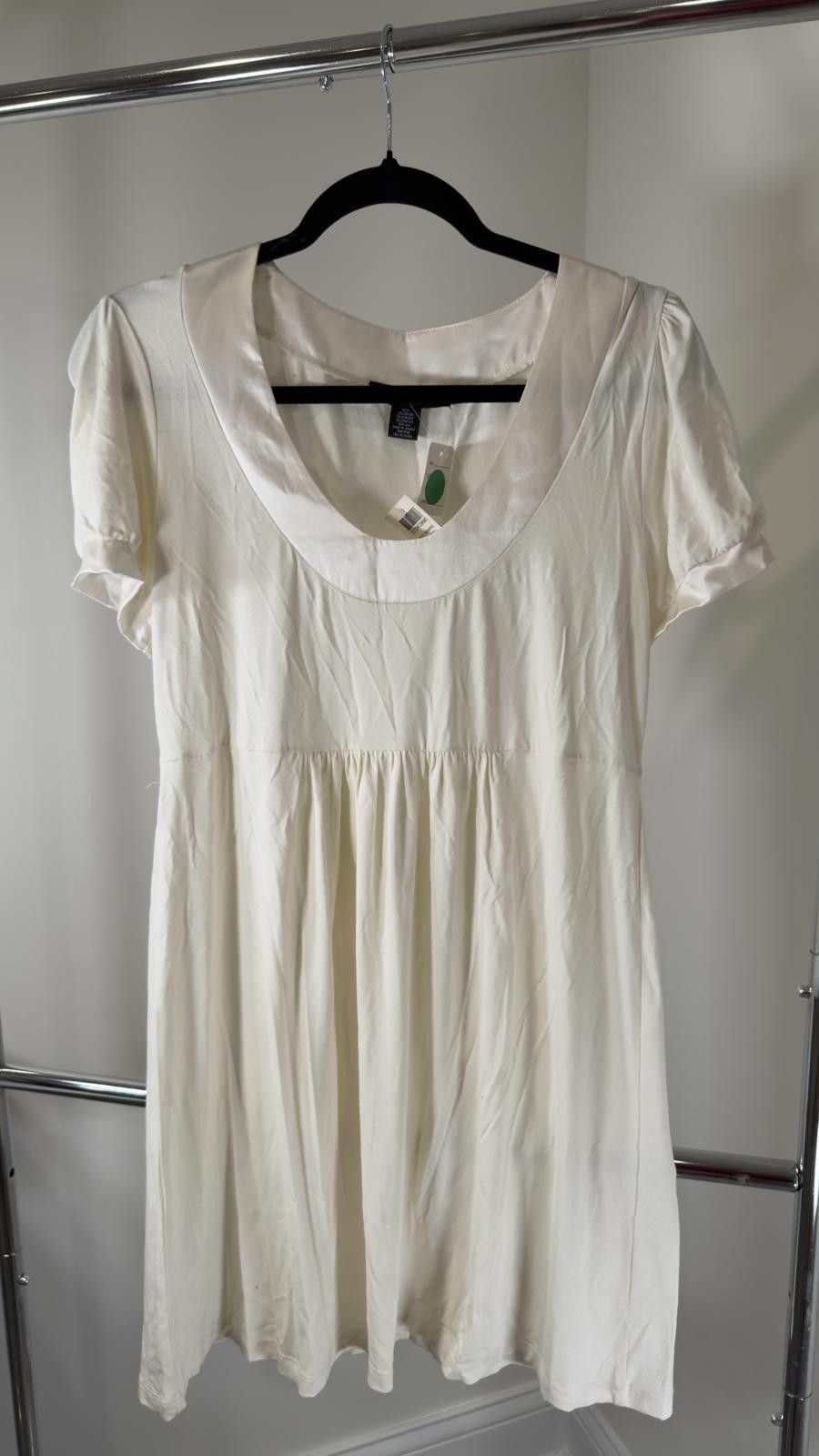 Designer Arden B Women's Cream Puff Sleeve Dress, Size L Size L / US 10 / IT 46 - 1 Thumbnail