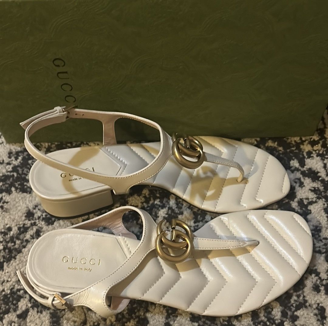 Gucci Gucci Double G Thong Sandal Nappa Mystic White Size US 6.5 / IT 36.5 - 4 Thumbnail