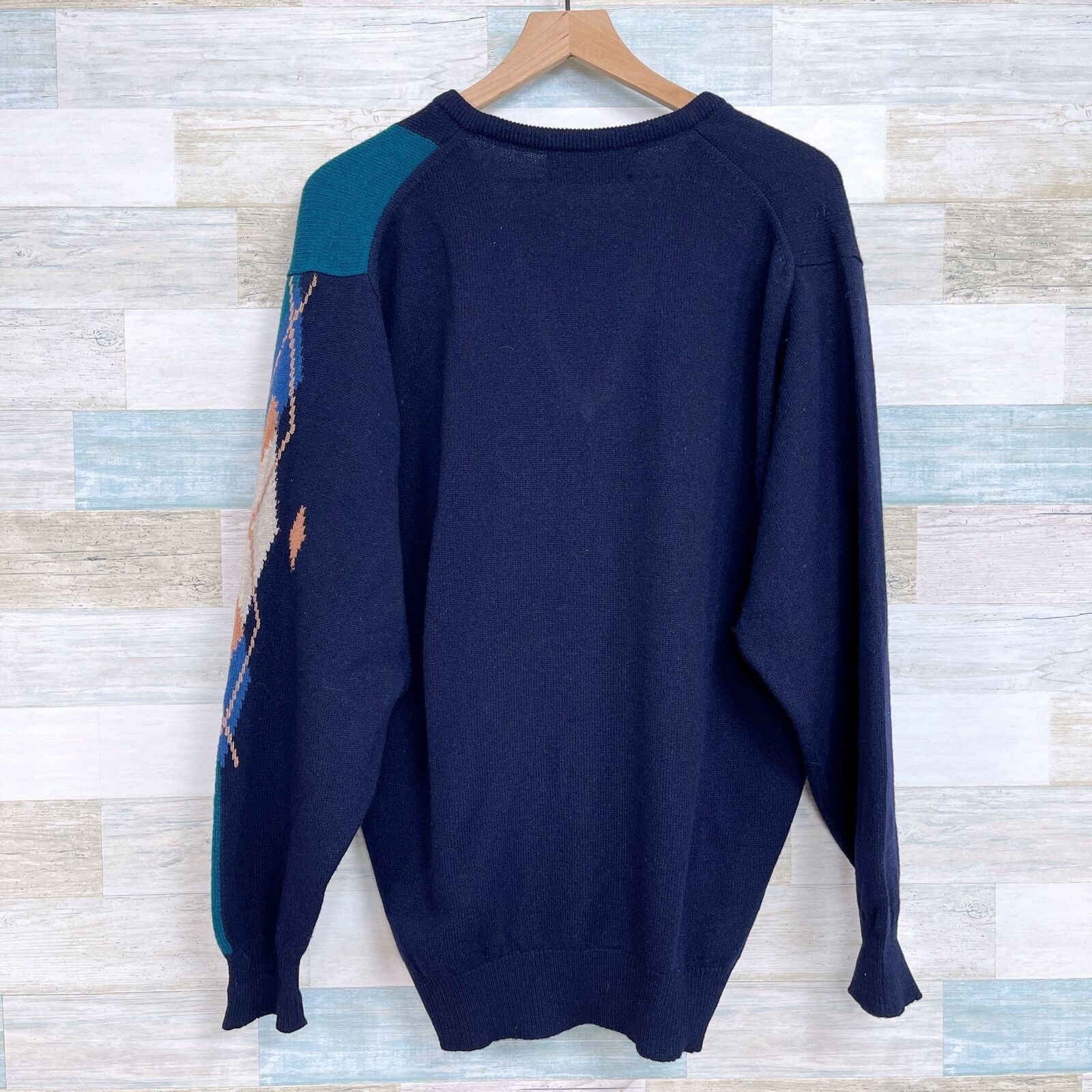Lyle & Scott Lyle & Scott Lambswool Argyle Sweater Blue V Neck Scotland L Size US L / EU 52-54 / 3 - 3 Thumbnail