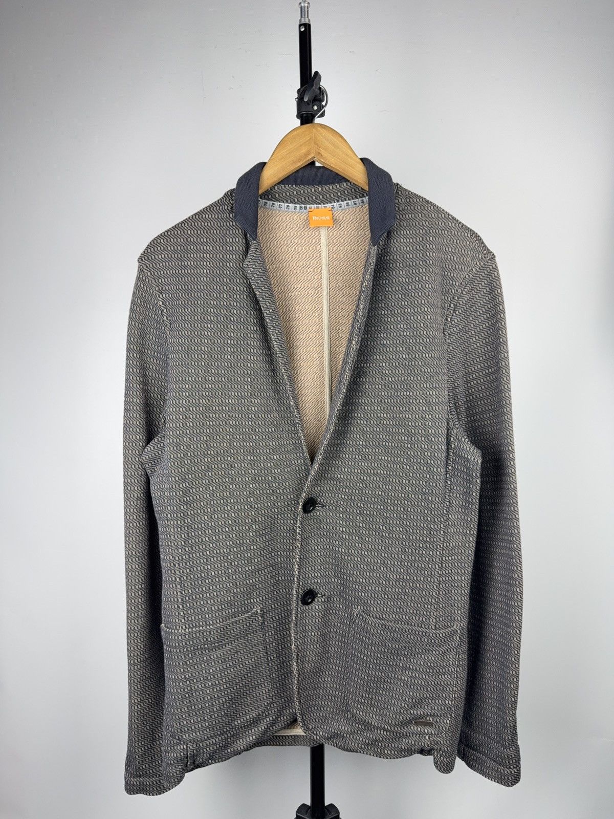 Hugo Boss Luxury 00s Hugo Boss Brown Jersey knit Blazer Jacket Size US L / EU 52-54 / 3 - 1 Thumbnail