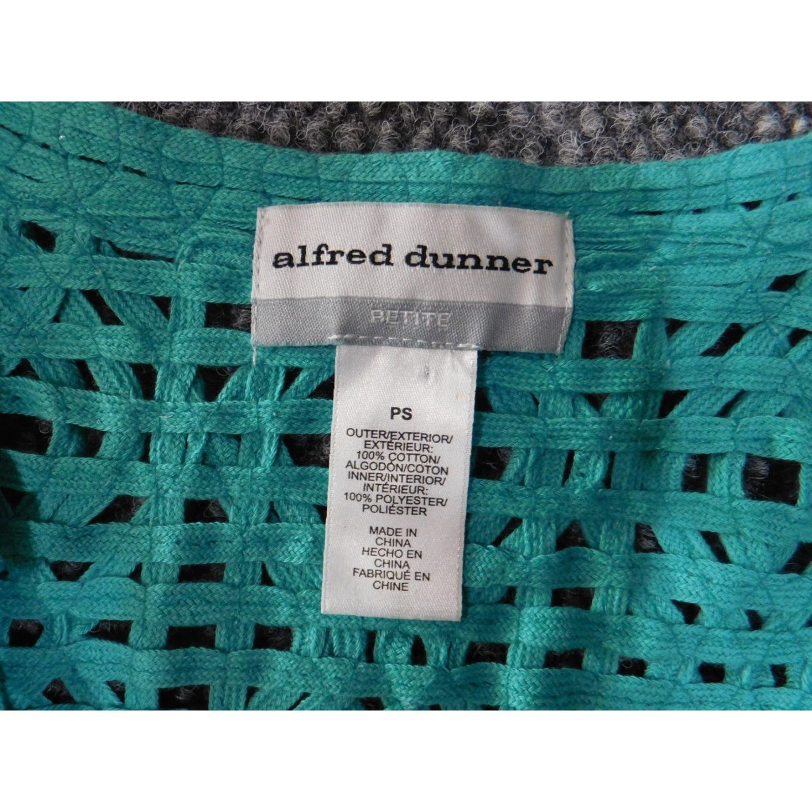 Vintage Alfred Dunner Blouse Shirt Womens Open Cotton Lace Beaded Short Sleeve Round Neck Petites Green Casual Size S / US 4 / IT 40 - 4 Thumbnail