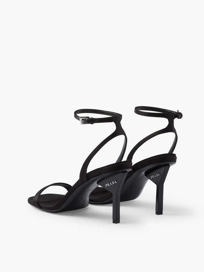 Prada Prada 85mm Satin Geometric Heel Ankle Strap Sandal Pump 39 Size US 9 / IT 39 - 14 Thumbnail