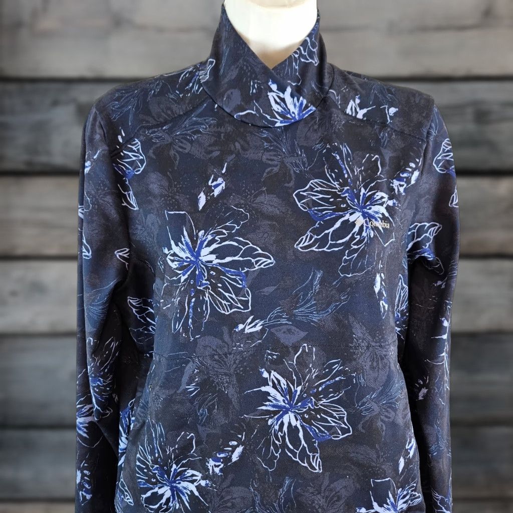KangaROOS Columbia Womens Pullover Floral Long Sleeve Blue Size M Shirt Sweatshirt Kangaroo Pocket Mens Womens Size M / US 6-8 / IT 42-44 - 1 Thumbnail