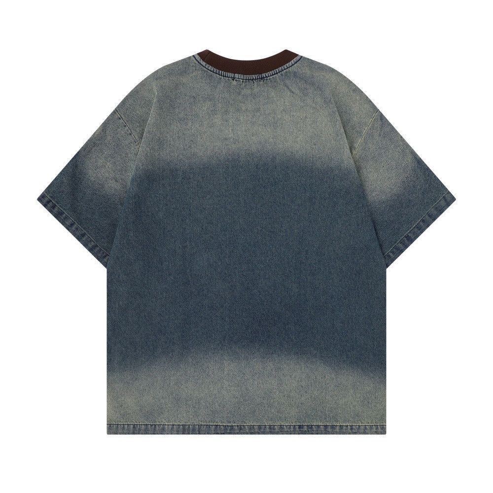 Vintage Gradient Washed Distressed Denim T-Shirt for Men Size US M / EU 48-50 / 2 - 2 Thumbnail