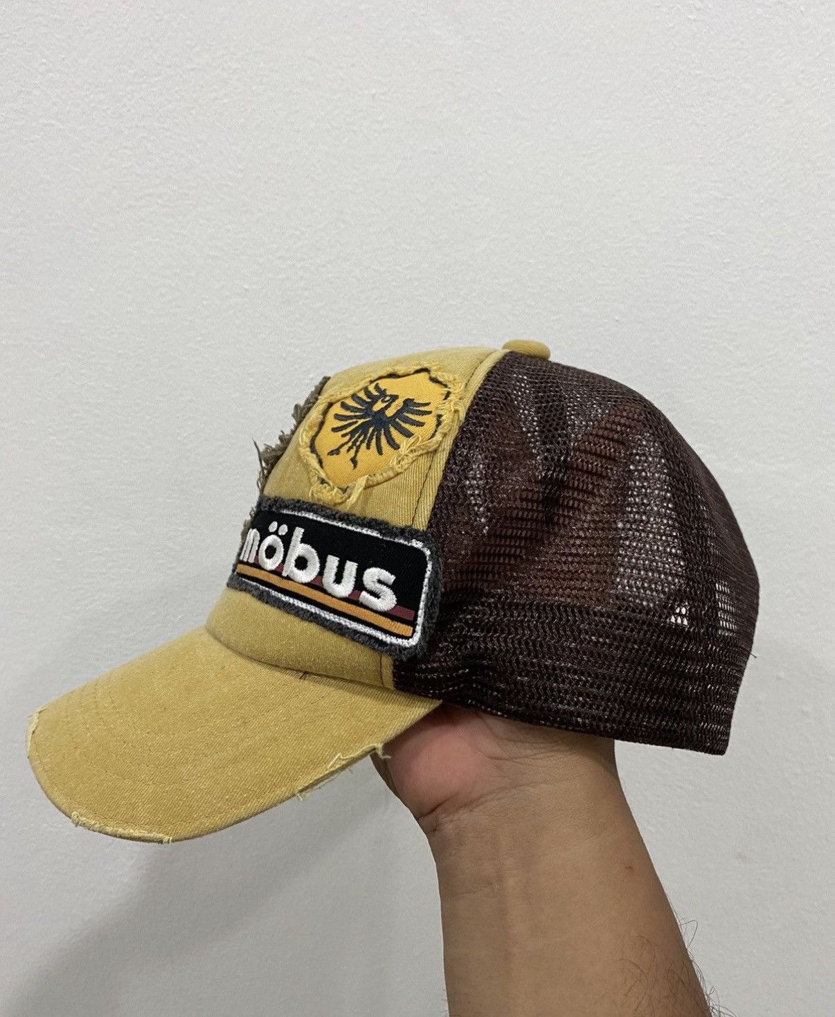 Japanese Brand VTG MOBUS Distress Trucker Hat Size ONE SIZE - 3 Thumbnail