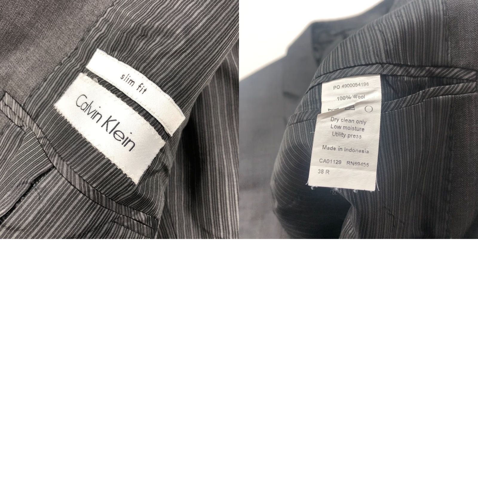 Calvin Klein Calvin Klein Slim Fit 38 Reg 100% Wool Button Blazer Sport Coat Jacket Gray MINT Mens Blazer Size 38R - 9 Thumbnail