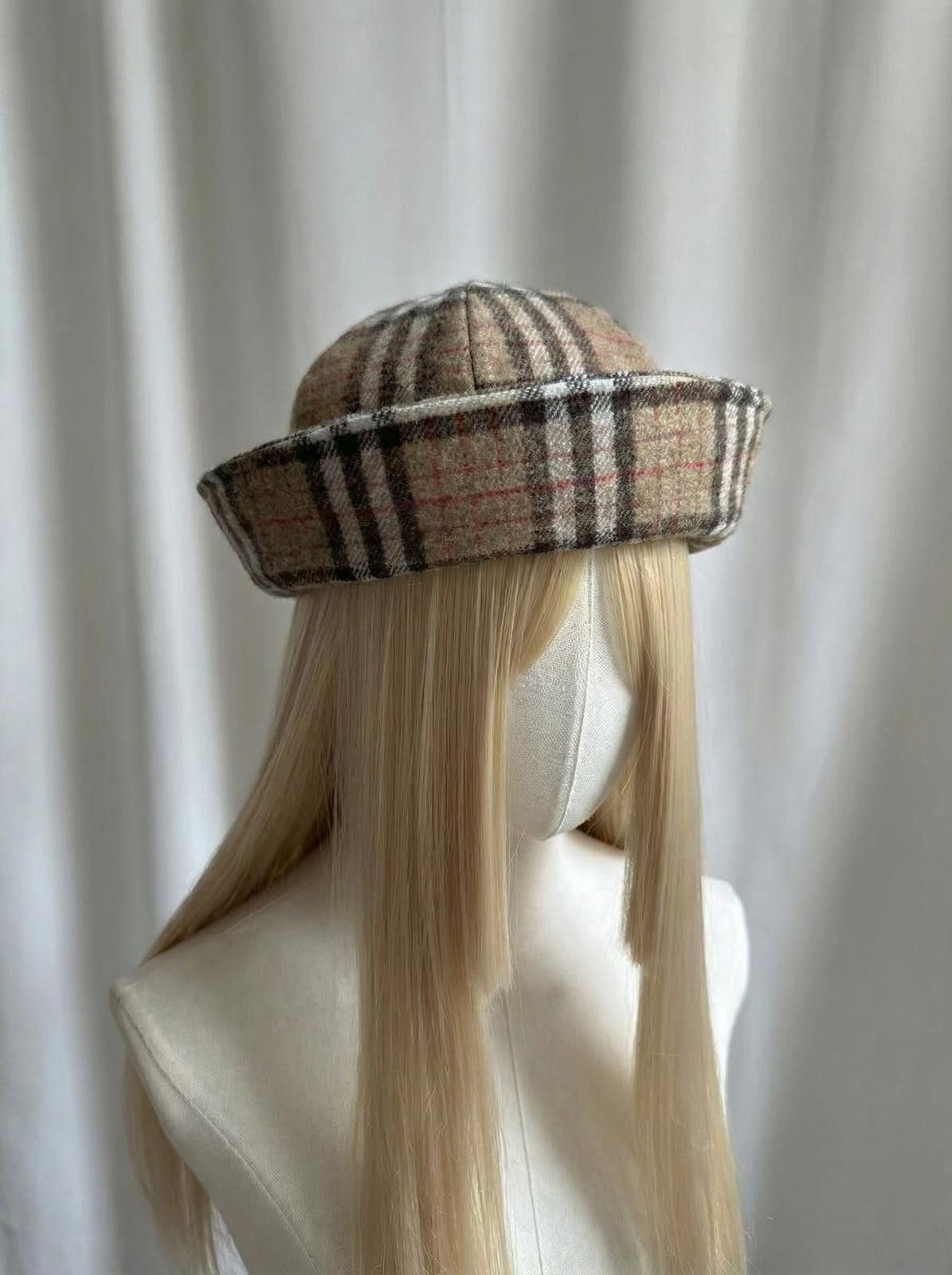 Japanese Brand Classic Tan Tartan Plaid Beret Sailor Hat Y2K French Girl Size ONE SIZE - 3 Thumbnail