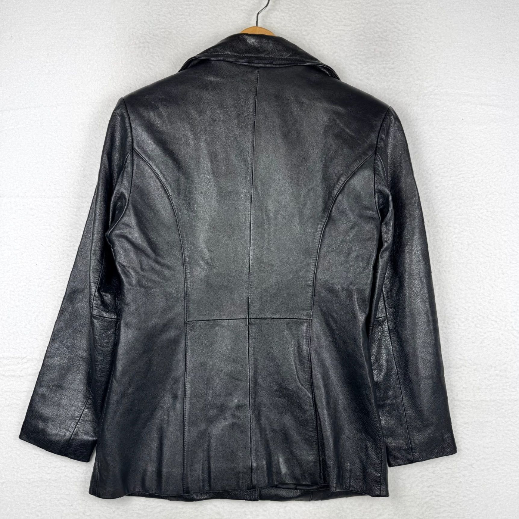 Vintage VINTAGE Maxima Women's Coat Motorcycle Jacket Black Leather 90s Y2K Mid-Length Long Sleeve S Black Women Mens? Size S / US 4 / IT 40 - 5 Thumbnail