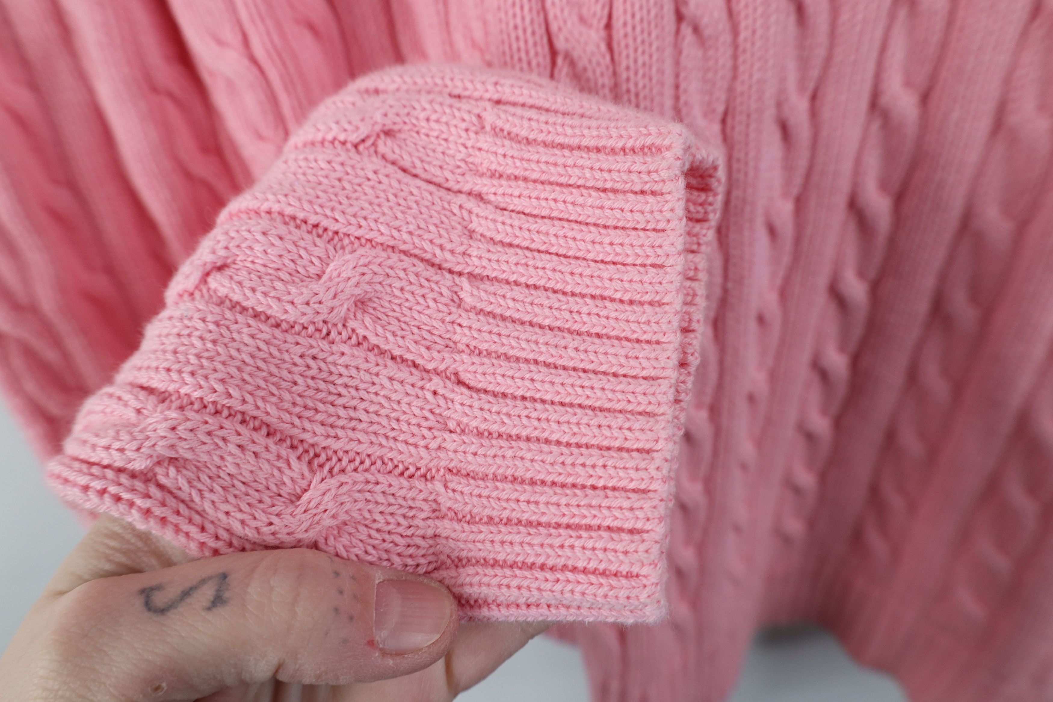 Polo Ralph Lauren Vintage 90s Ralph Lauren Cotton Cable Knit Shawl Sweater Size L / US 10 / IT 46 - 7 Thumbnail