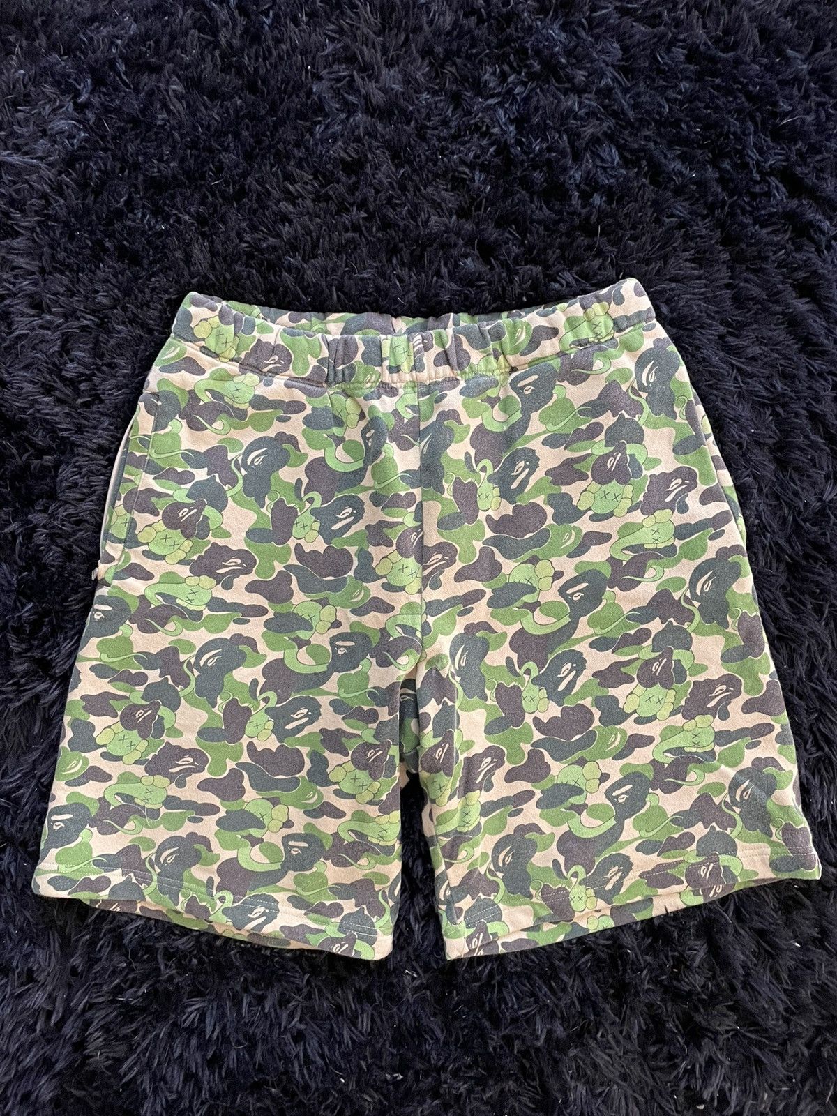 Bape x Kaws Green Camo Shorts
