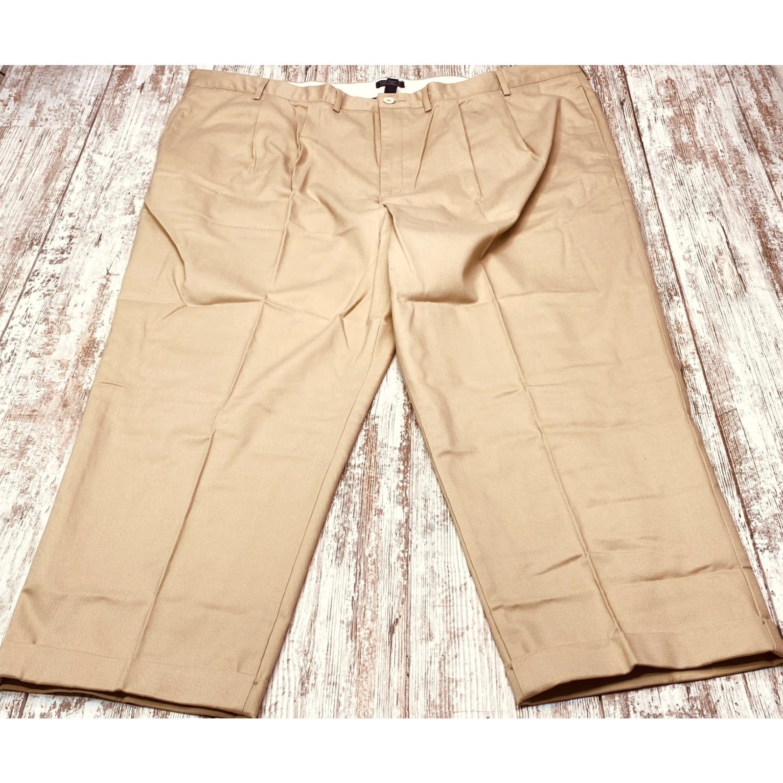 Lands' End NWT Lands' End Chino Pants Men's 52x29 Beige Khaki Pleated 100% Cotton 7550 Size US 36 / EU 52 - 2 Thumbnail