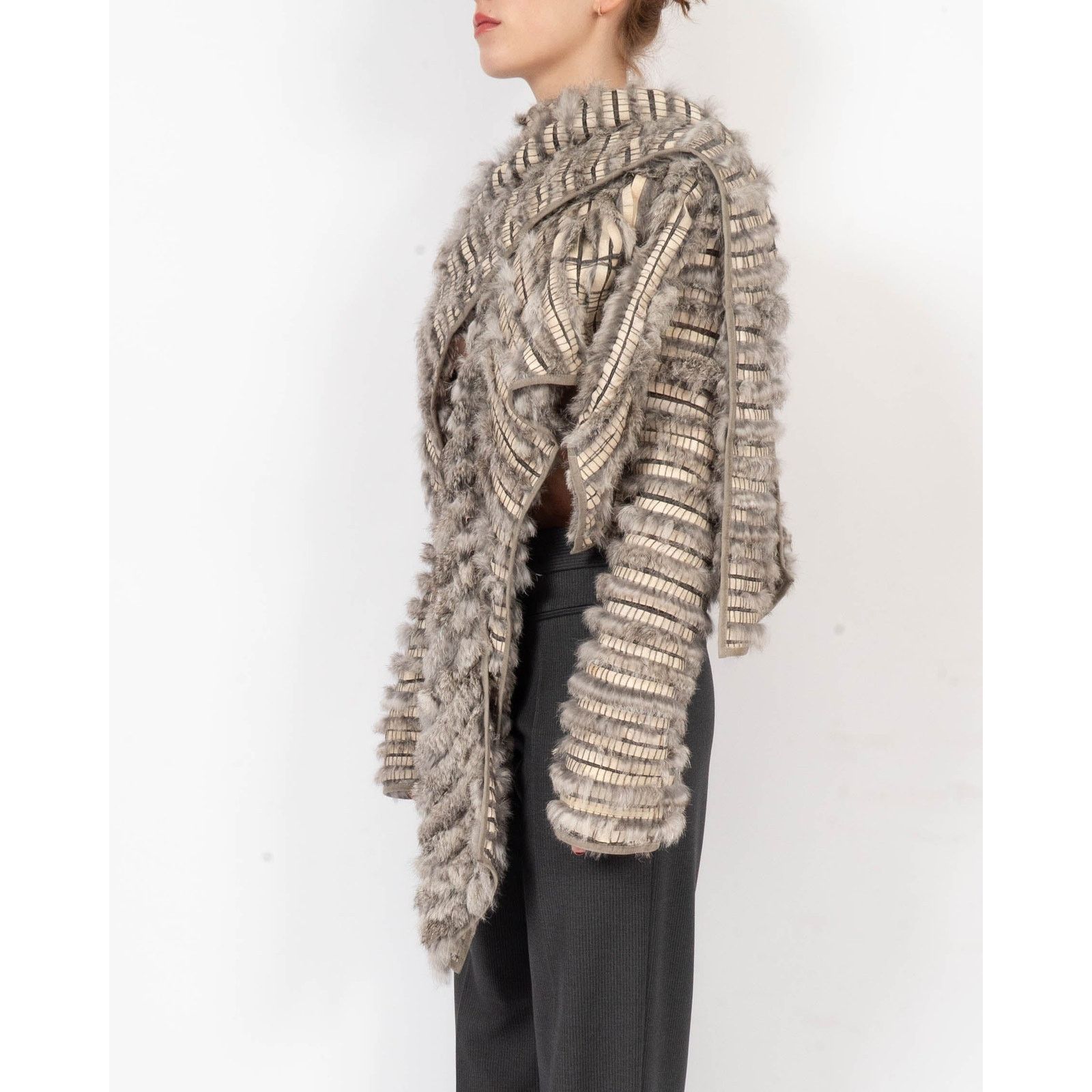 Haider Ackermann FW06 Scarf Collar Fur Jacket in Grey Mink Size S / US 4 / IT 40 - 4 Thumbnail