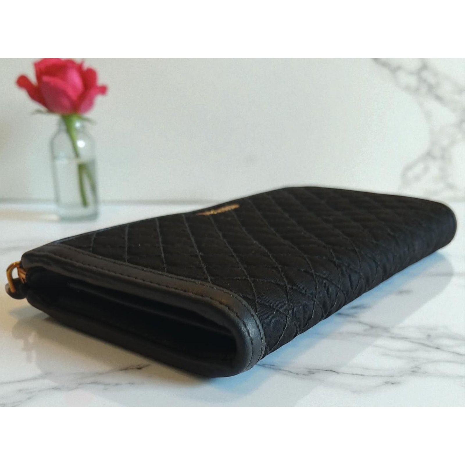 Prada Prada Tessuto Nylon Quilted Zip Around Wallet in Black Size ONE SIZE - 7 Thumbnail