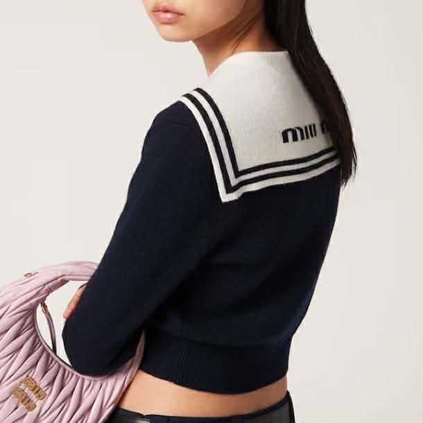 Miu Miu Miu Miu Sailor Collar Knitted Cashmere Cardigan Size S / US 4 / IT 40 - 1 Thumbnail