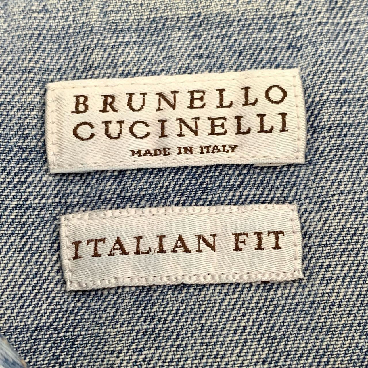 Brunello Cucinelli Brunello Cucinelli BC Washed Deep Blue Denim Cotton Long-Sle Size US M / EU 48-50 / 2 - 4 Thumbnail