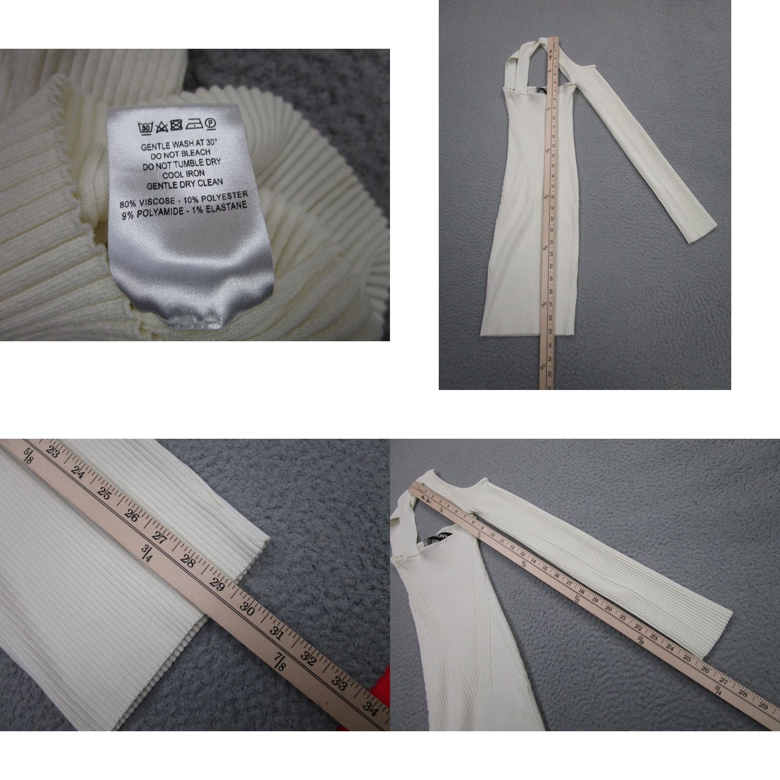 Vintage ANDREĀDAMO Dress Womens XS White Ribbed One Shoulder Bodycon Knit Italy Dress Size XS / US 0-2 / IT 36-38 - 8 Thumbnail
