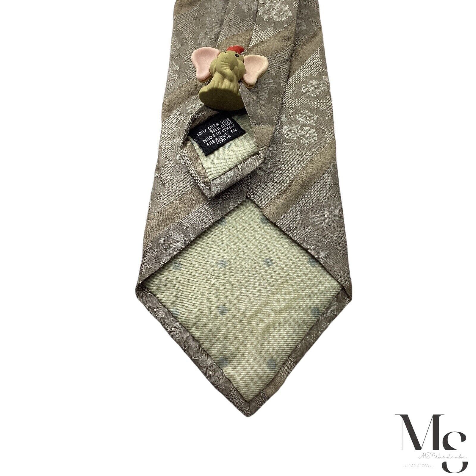 Kenzo KENZO Brown Folral Striped Luxury Silk Tie Made In Italy W: Size ONE SIZE - 4 Thumbnail