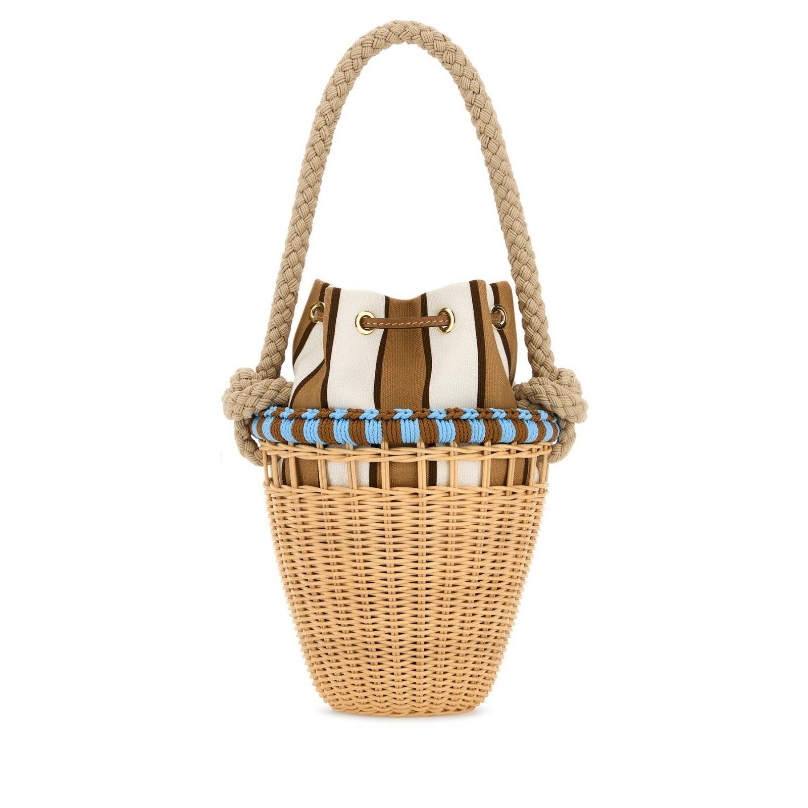 Prada PRADA Mini Basket Beige Brown Wicker Shopper Shoulder Bag Ne Size ONE SIZE - 3 Thumbnail