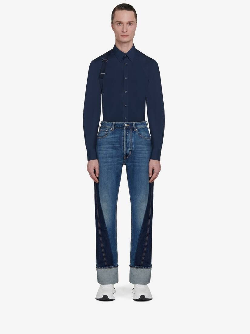 Alexander McQueen o1w1db10725 Selvedge Tape Harness Shirt in Ink Blue Size US XL / EU 56 / 4 - 3 Thumbnail
