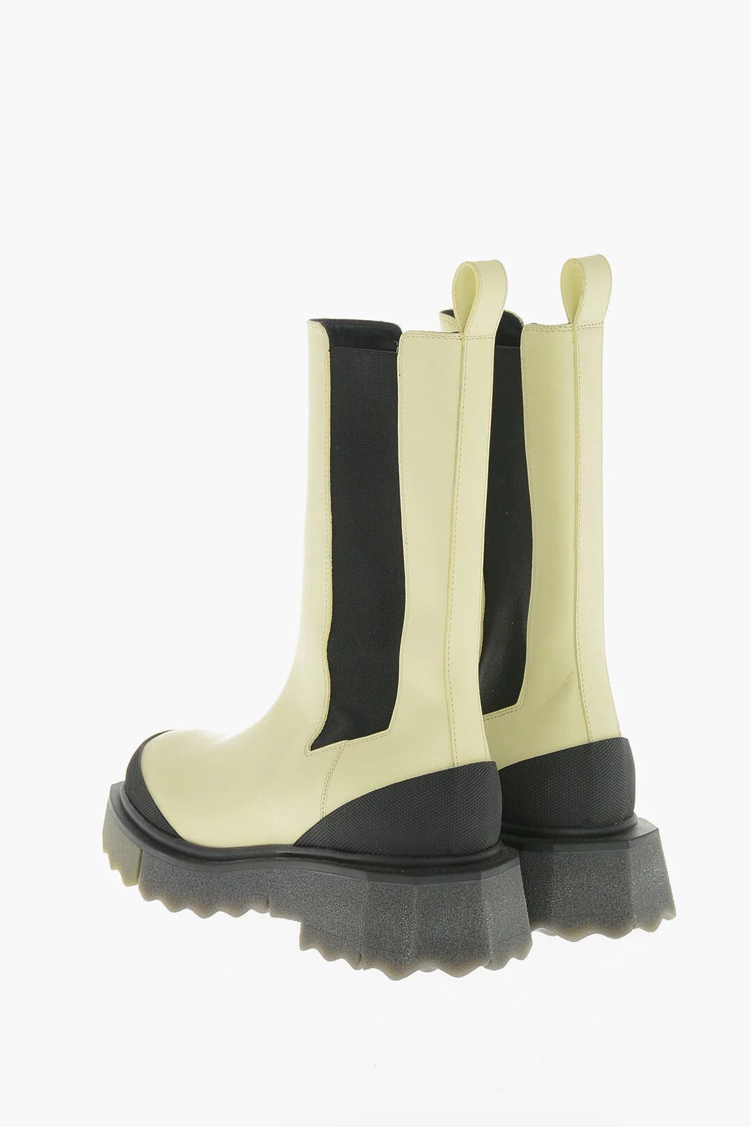 Off-White og1mm0426 Leather & Fabric Chelsea Ankle Boots Beige & Black Size US 7 / IT 37 - 2 Thumbnail