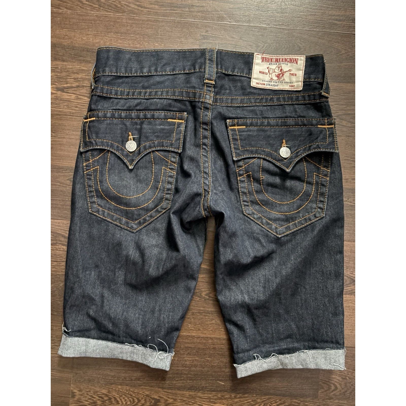 True Religion Shorts Mens 30 Blue Straight Flap Pocket Bermu
