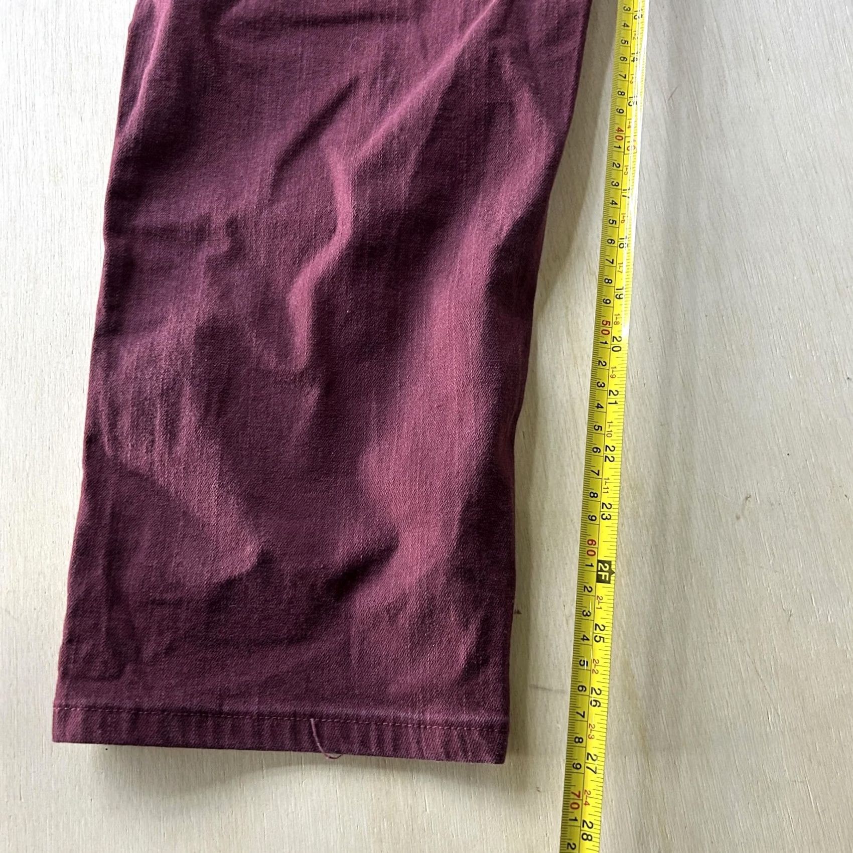 Lee Lee Jeans Side Elastic 14 Short Dark Red Relaxed Straight Stretch Denim Womens Jeans Size 36" / US 14 / IT 50 - 6 Thumbnail