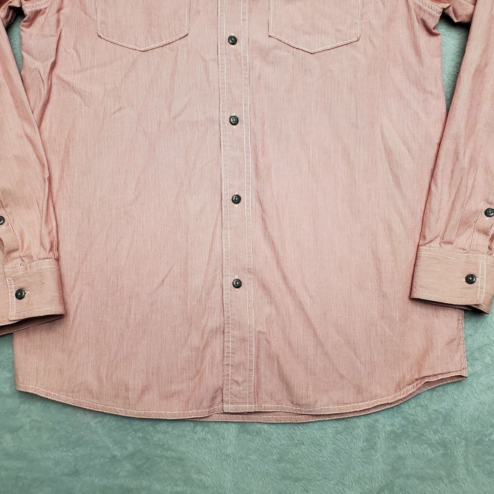 KAVU Kavu Shirt Mens M Red Striped Button-Up Long Sleeve 100% Cotton Casual Size US M / EU 48-50 / 2 - 2 Thumbnail