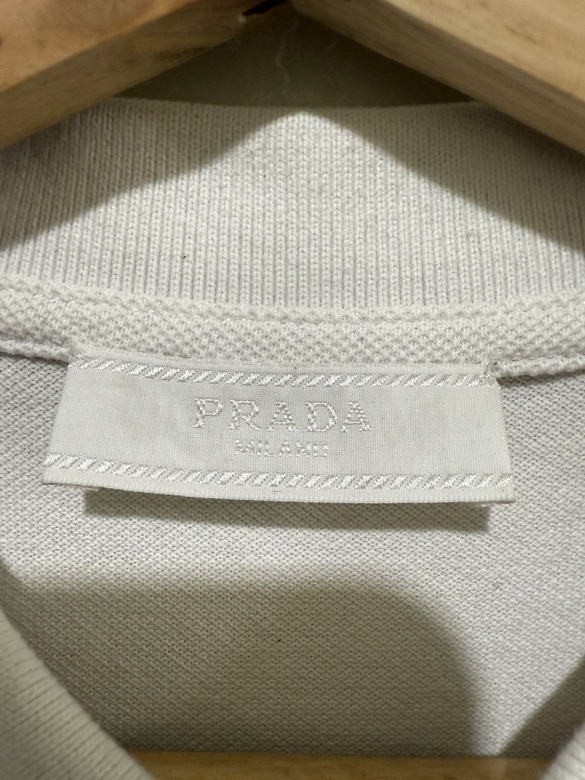 Prada Prada Red Tab White Pique Polo Shirt Size US XL / EU 56 / 4 - 2 Thumbnail