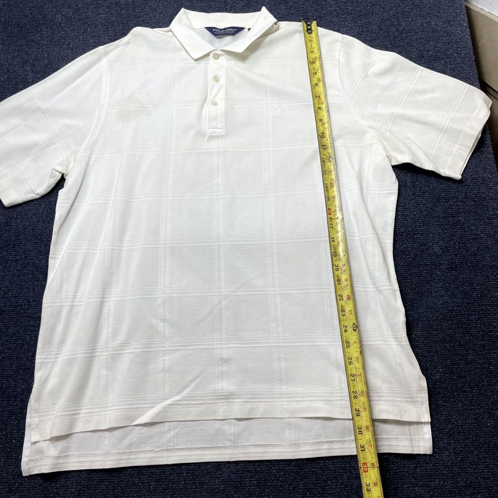 Polo Ralph Lauren VINTAGE Polo Ralph Lauren Golf Shirt Men XL White Plaid Pima Cotton Short Sleeve Size US XL / EU 56 / 4 - 7 Thumbnail