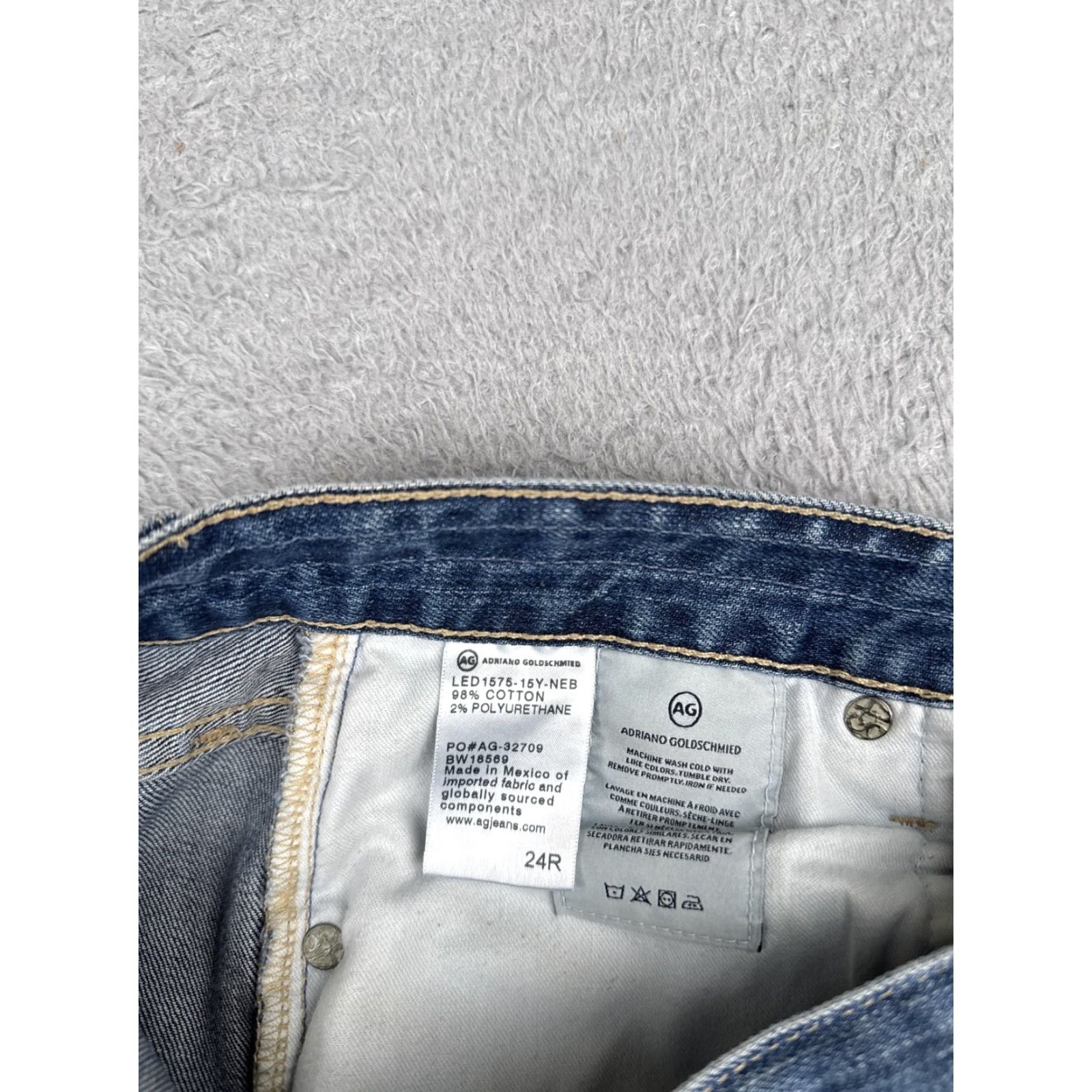Vintage AG Adriano Goldschmied Jeans Womens 24R Blue The Ex-Boyfriend Slim Distressed Jeans Size 42" / US 20 - 7 Thumbnail