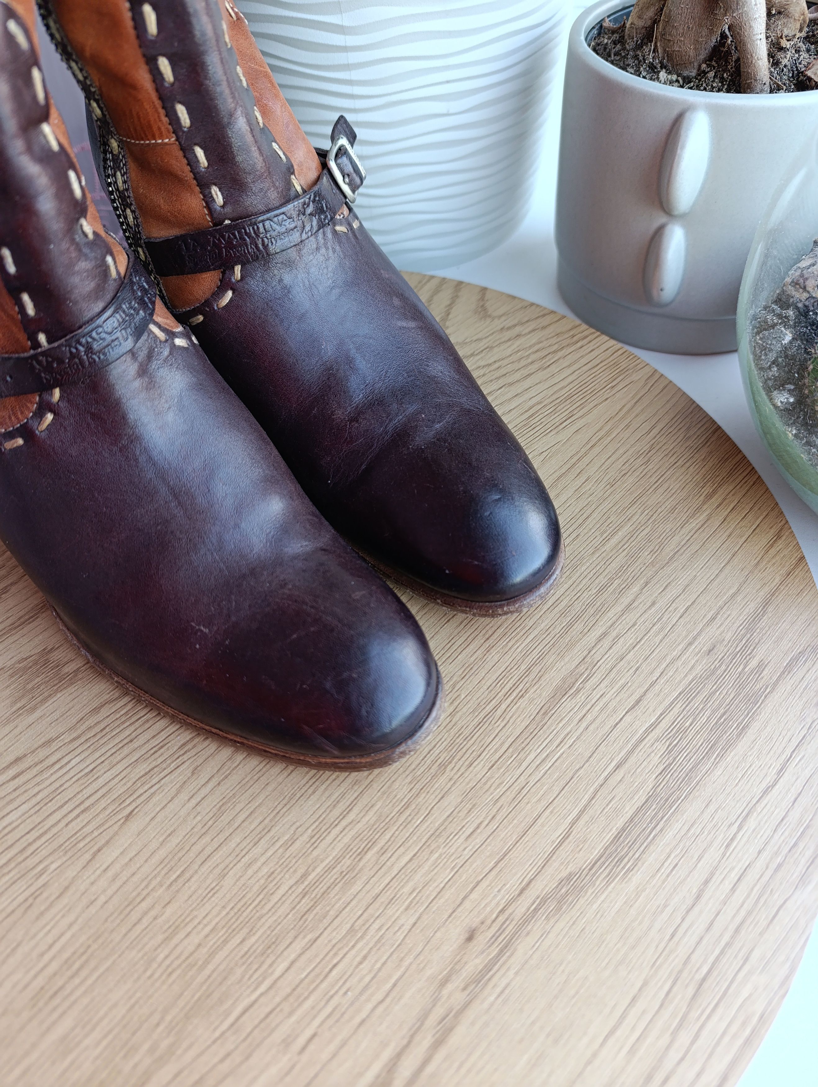La Martina LA MARTINA BROWN LEATHER KNER HIGHT HEELED ZIP BOOTS Size US 8 / IT 38 - 9 Thumbnail