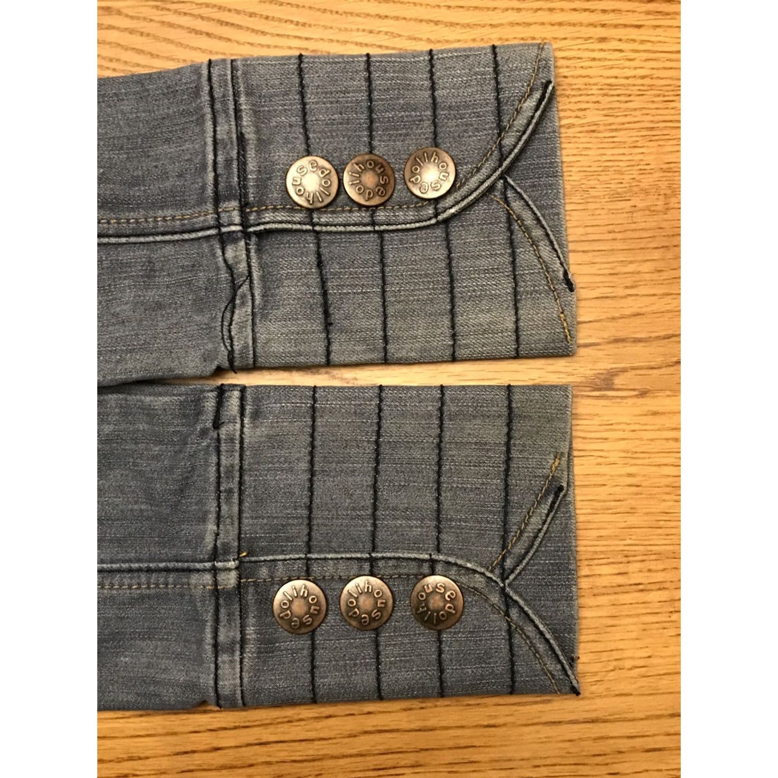 Vintage Dollhouse Denim Jacket Snap Long Sleeve Stitching Embroidered Studded Blue Size 28" / US 6 / IT 42 - 6 Thumbnail