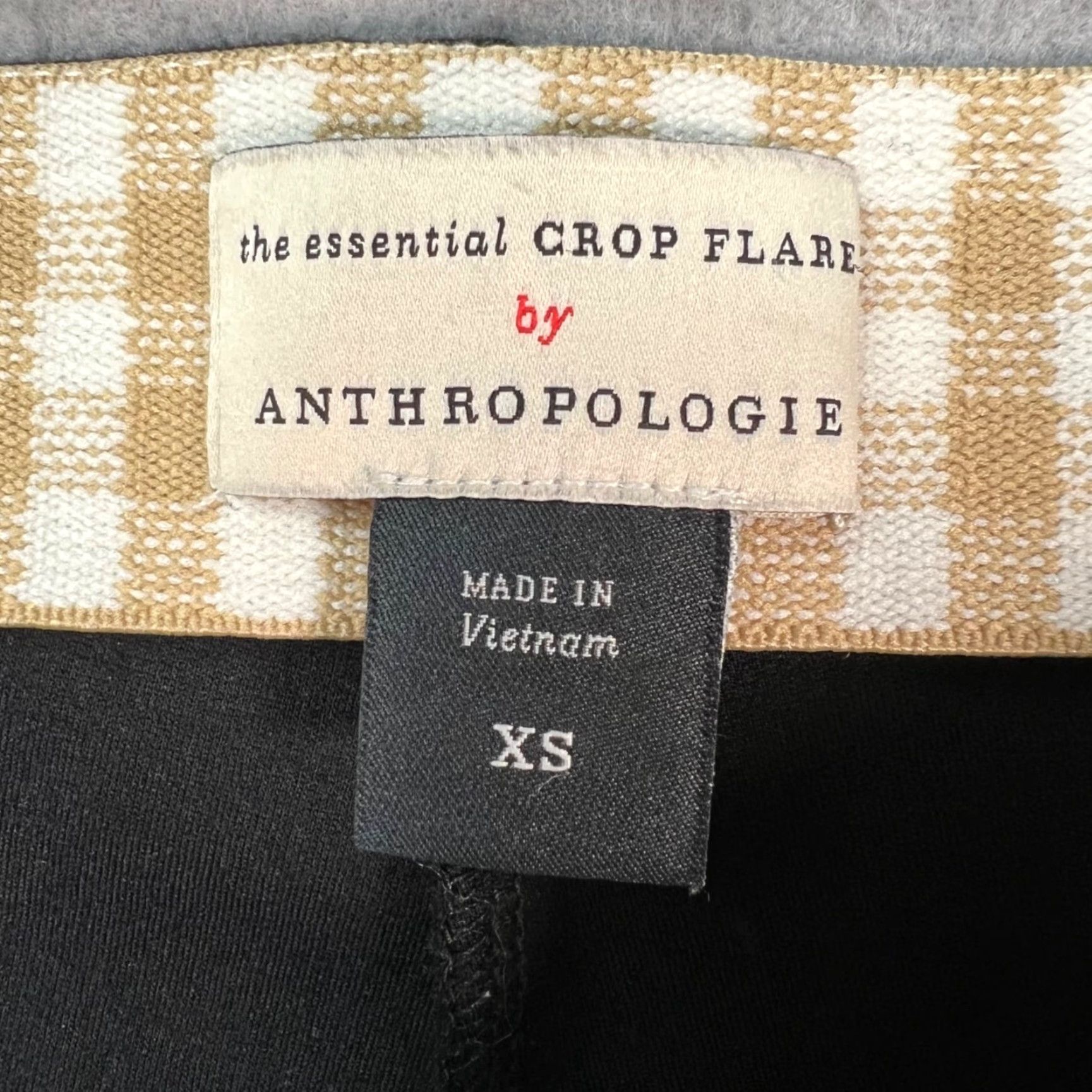 Anthropologie Anthropologie Pants Womens XS Essential Crop Flare Black w/ Beige Stitching Cropped 27in Inseam Size 26" / US 2 / IT 38 - 3 Thumbnail